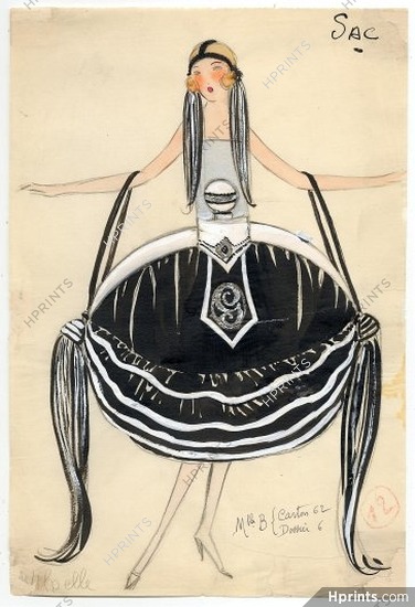 Madeleine Vilpelle 1920s Original Costume Design, Evening Handbag