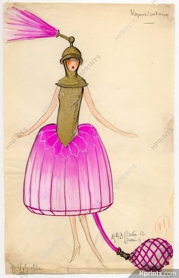 Madeleine Vilpelle 1920 Original Costume Design, Atomizer
