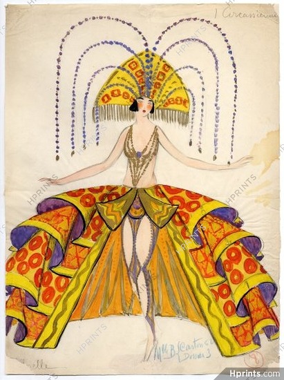 Madeleine Vilpelle 1920 Original Costume Design, Woman in Circassian costume