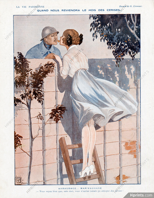Georges Léonnec 1916 Lovers, Cherries
