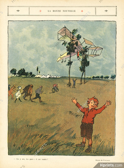 Francisque Poulbot 1910 Airplane Crash, Children, Kids