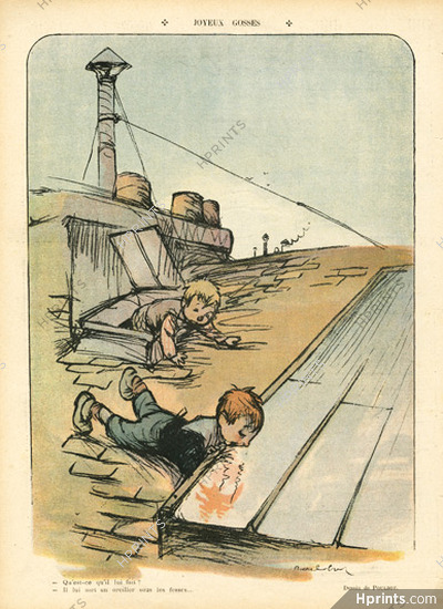 Francisque Poulbot 1907 "Joyeux Gosses" voyeur