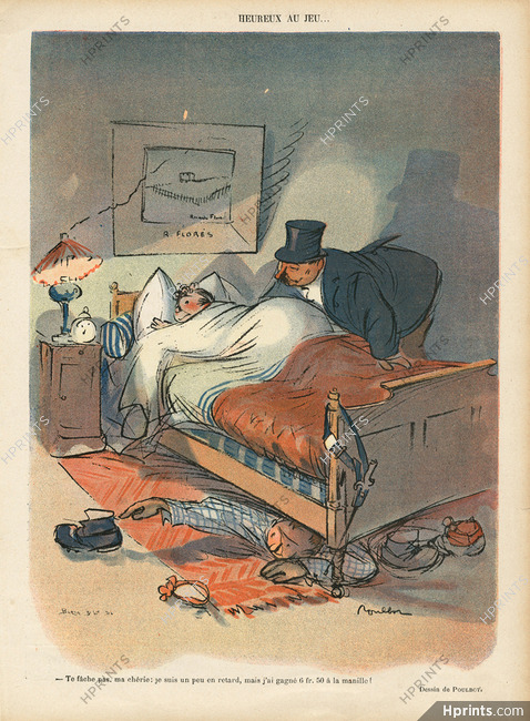 Francisque Poulbot 1905 "Heureux au Jeu..." Adultère