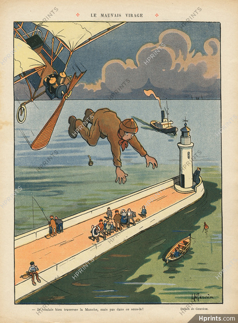 Henri Gervèse 1910 La Traversée de la Manche, Airplane crash