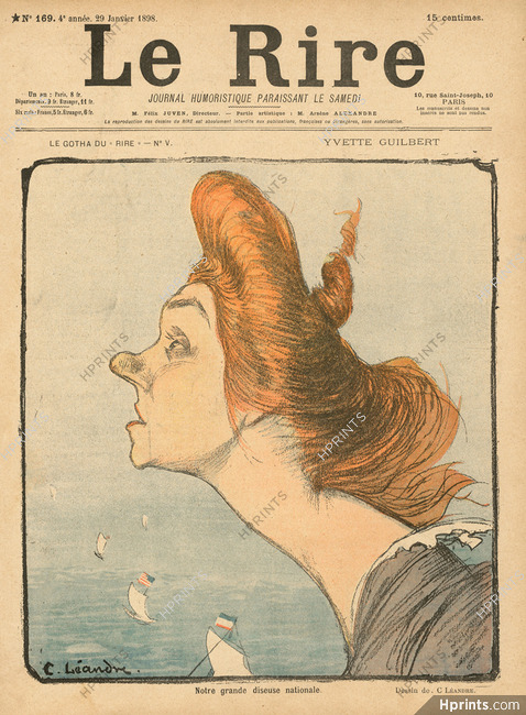 Charles Léandre 1898 Yvette Guilbert, caricature, portrait