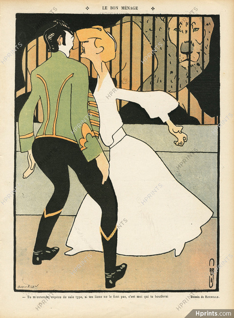 Auguste Roubille 1904 "Le Bon Ménage" Dompteur, Circus, Tamer, Lion