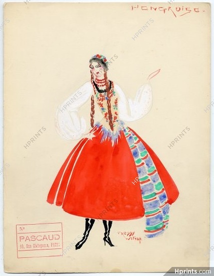 Freddy Wittop 1930s, Original Costume Design, Hungarian, Gouache, Folies Bergère