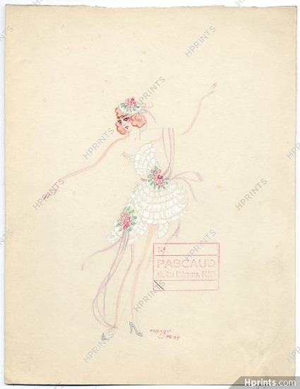 Freddy Wittop 1930s, Original Costume Design, Gouache, Folies Bergère