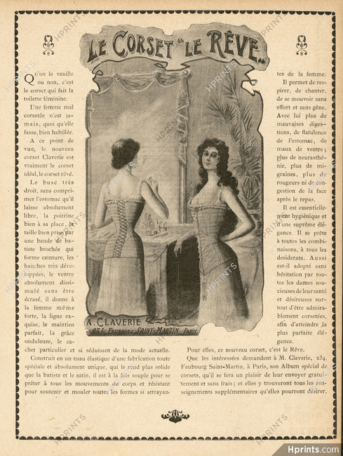 Claverie (Corsetmaker) 1902 "le Rêve" Corset, Albert Gasse