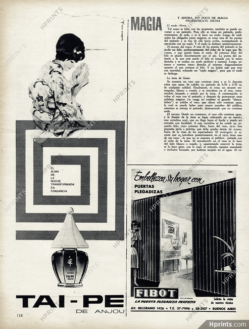 Anjou (Perfumes) 1961 Tai-Pei, Argentinian Advert