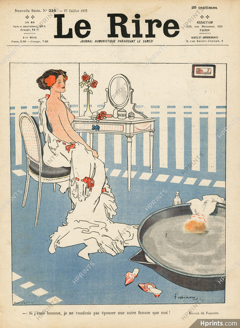 Fabien Fabiano 1907 Sexy Girl, Topless, Bathroom