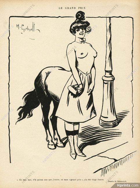 Henry Gerbault 1910 "Le Grand Prix" Female Centaur, Topless