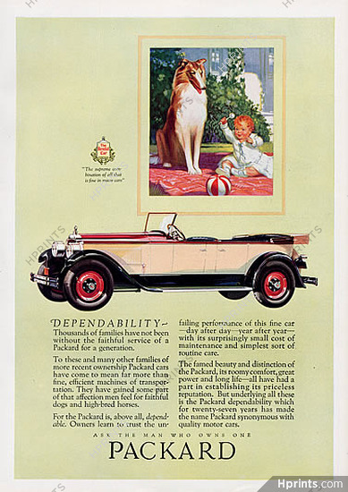 Packard (Cars) 1927 collie dog, baby