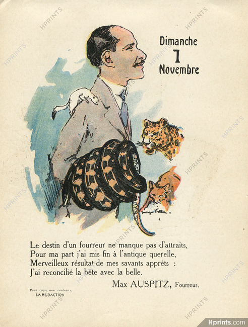 Fourrures Max Auspitz 1914 Panther, Snake, Fox, Ermine, Georges Villa