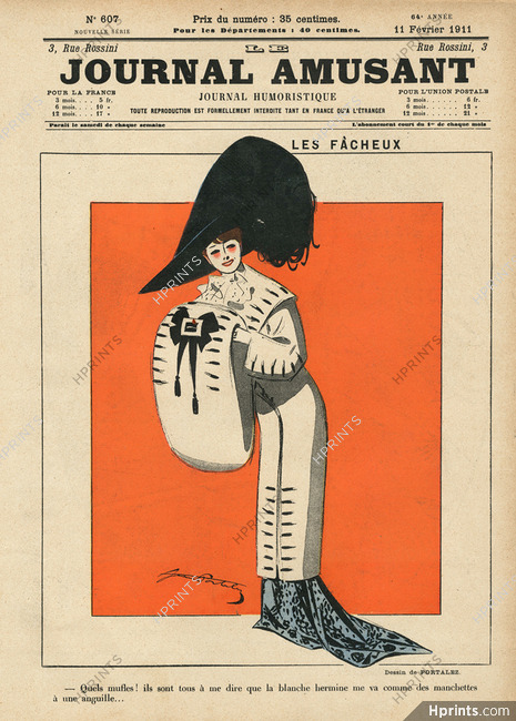 Portalez 1911 "Les Facheux" Elegant Parisienne, Ermine Muff