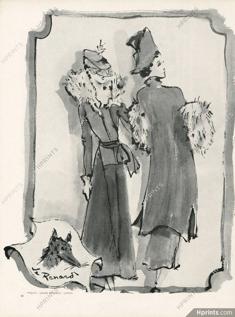 Paquin & Jeanne Lanvin 1937 Christian Bérard, Fur Fox