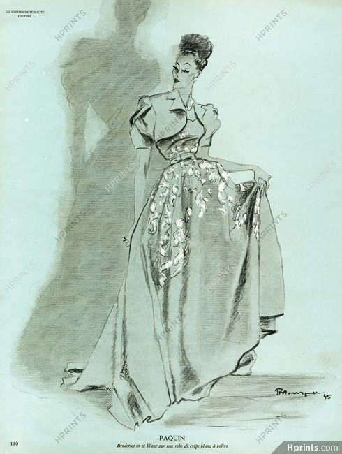 Paquin 1945 Pierre Mourgue, Evening Gown
