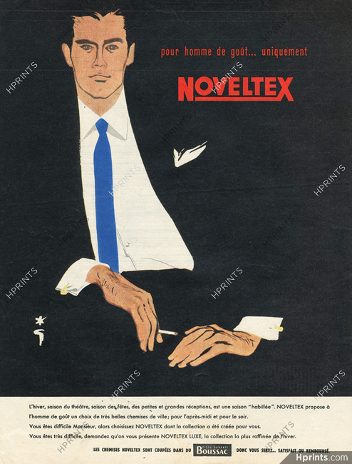 Noveltex (Men's Clothing) 1957 René Gruau, Boussac