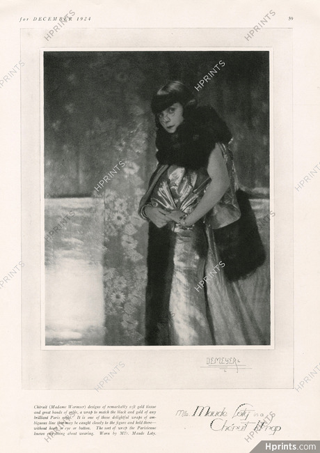 Chéruit (Madame Wormser) 1924 Melle Maude Loty in a Cheruit Wrap, Photo Demeyer