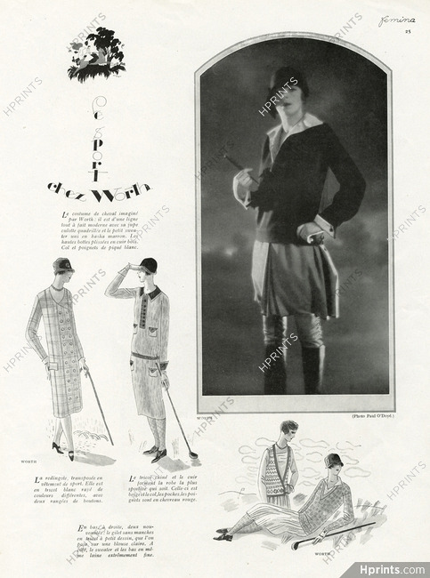 Worth 1925 "Le Sport chez Worth" Horse costume, Jupe-culotte, Photo Paul O'doyé