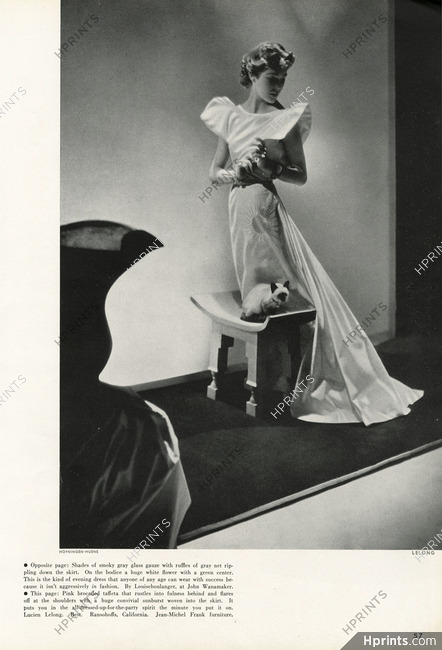 Lucien Lelong 1935 Pink brocaded taffeta, Evening Gown, Photo George Hoyningen-Huene