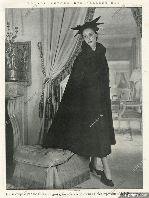 Jeanne Lanvin 1948 Black Coat, Photo Eugène Rubin