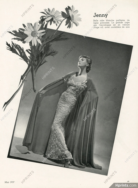 Jenny 1937 Embroidery Dress, Red velvet Cape, Fashion Photography