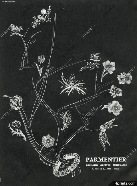 Jean Parmentier 1959 Bracelet, Clips Flower, F. Monpin