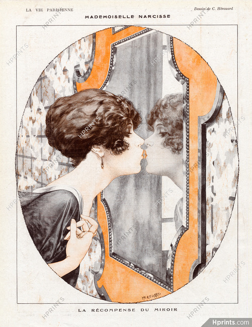 Hérouard 1919 "La récompense du miroir" Kiss
