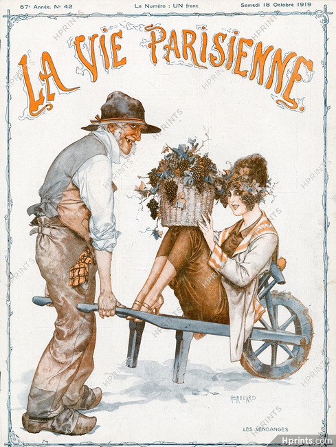 Hérouard 1919 "Les Vendanges", Grapes Harvest