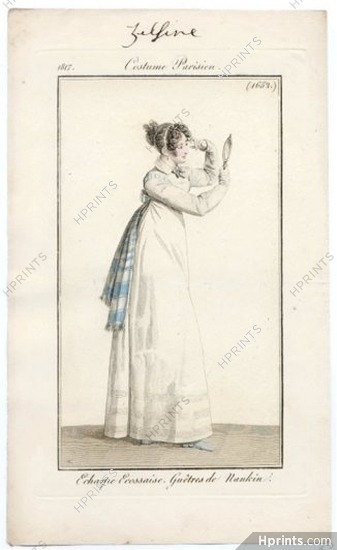 Le Journal des Dames et des Modes 1817 Costume Parisien N°1652 Horace Vernet