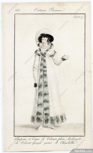 Le Journal des Dames et des Modes 1818 Costume Parisien N°1710