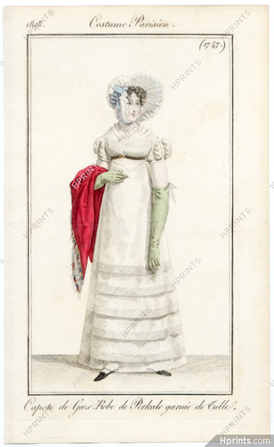 Le Journal des Dames et des Modes 1818 Costume Parisien N°1747
