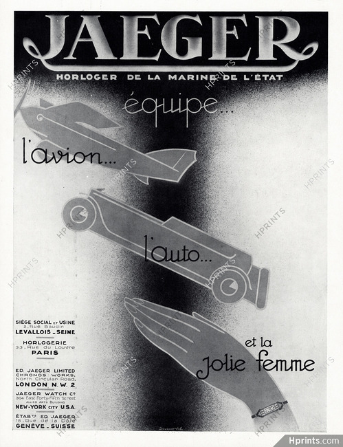 Jaeger 1931 Equipe l'Avion, l'Auto et la Jolie Femme, Art Deco