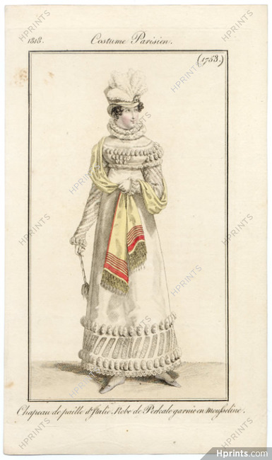 Le Journal des Dames et des Modes 1818 Costume Parisien N°1753