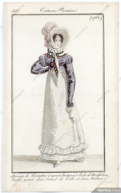 Le Journal des Dames et des Modes 1818 Costume Parisien N°1762
