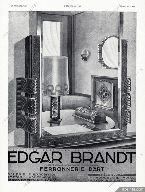 Edgar Brandt 1931 Art Deco Decorative Arts