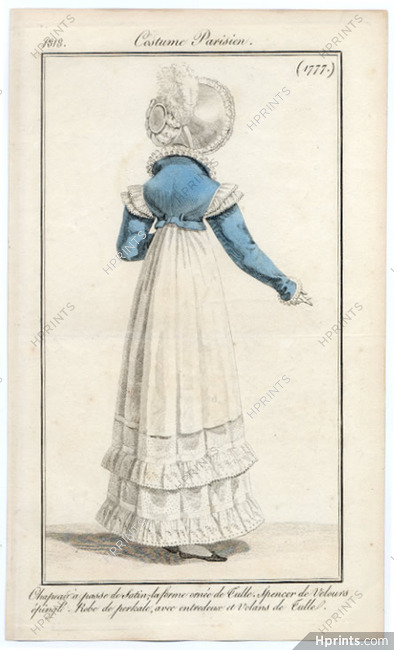 Le Journal des Dames et des Modes 1818 Costume Parisien N°1777