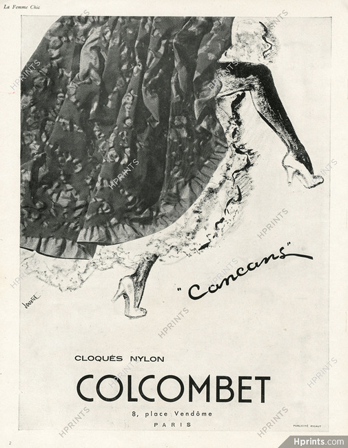 Colcombet (Fabric) 1950 "Cancans" by Jouxtel, French Cancan