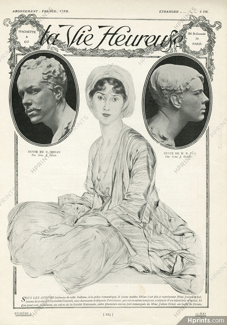 Etienne Drian 1912 Sultane, Mrs Julien Ochsé, Buste de Drian