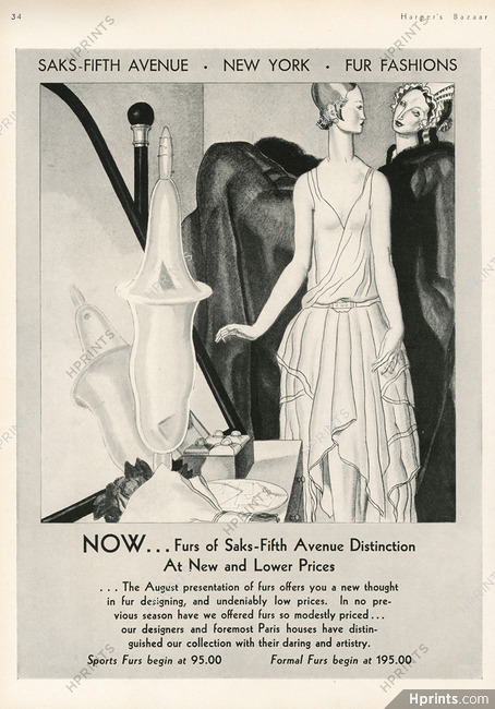 Saks Fifth Avenue 1931 Jean Dupas, Evening Dress