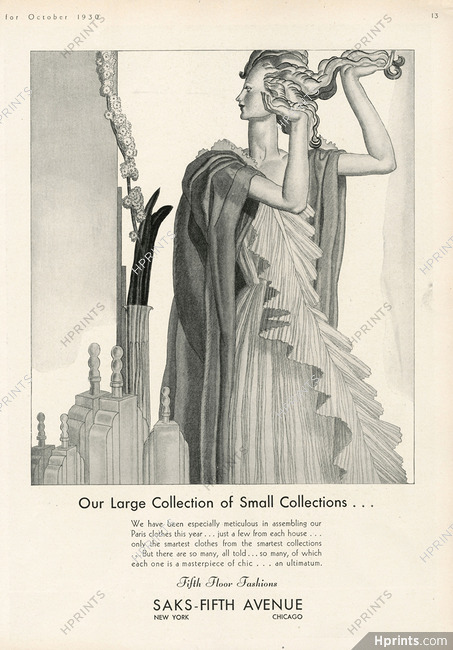 Saks Fifth Avenue 1930 Jean Dupas, Evening Gown