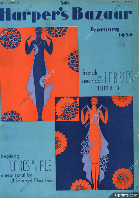 Erté 1930 Harper's Bazaar, Original Cover, Art Deco, Summer Dresses