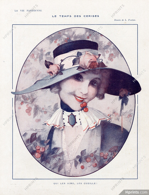 Léo Fontan 1916 ''Le temps des cerises'' Portrait, Cherry, Hats