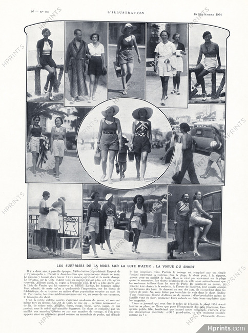 La Vogue du Short, 1934 - Côte d'Azur, Trousers Shorts, Photos Mosesco