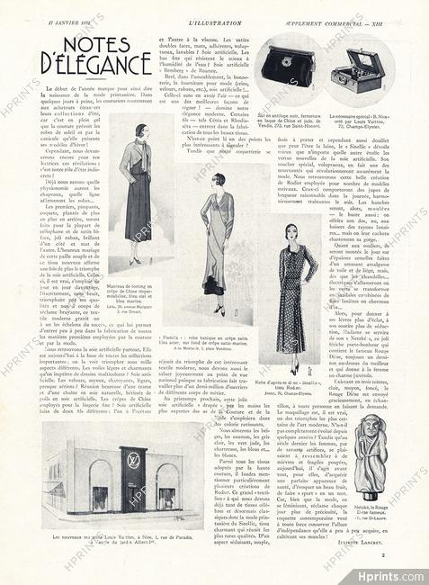 Notes d'Élégance, 1931 - Louis Vuitton (à Nice), Yendis, Netzké le Rouge Dièse..., Text by Juliette Lancret