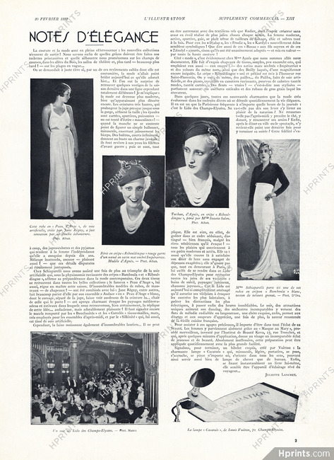 Notes d'Élégance, 1932 - Mrs Schiaparelli Bamboula Evening Gown, Photo D'Ora, Text by Juliette Lancret
