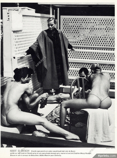Givenchy 1976 Cape poncho, Tailleur, Photo Helmut Newton