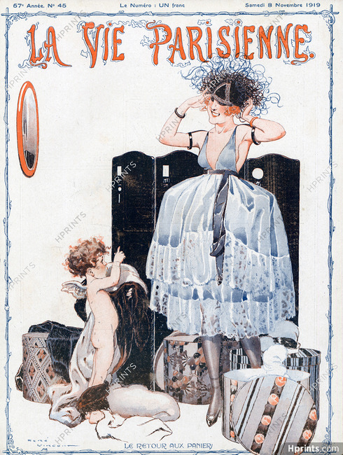 René Vincent 1919 "Le Retour aux Paniers" Elegant Parisienne