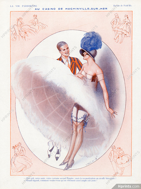 Vald'es 1923 "Au Casino De Machinville sur Mer" Chorus Girl, Crinoline, Music Hall